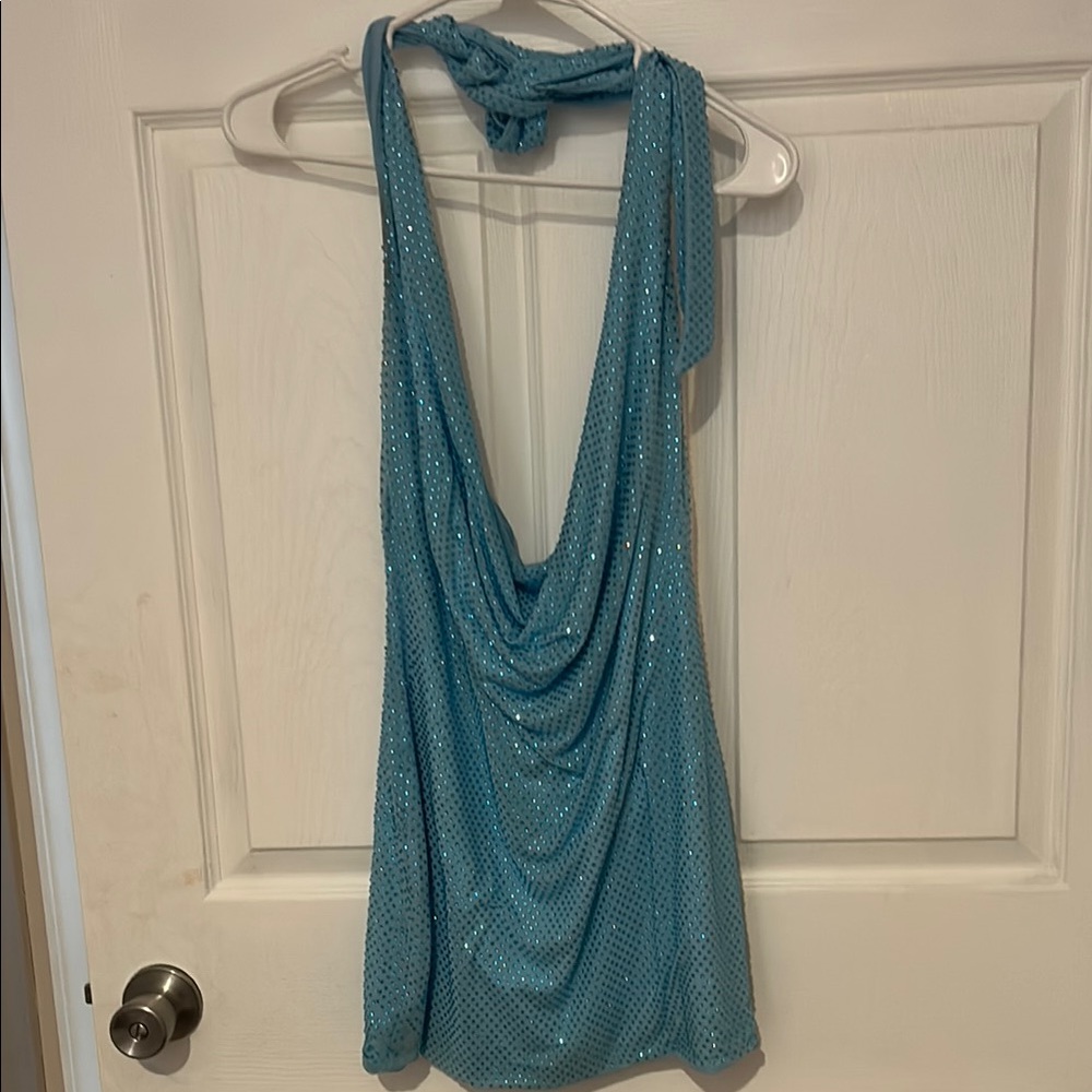 Sparkling Blue Halter Top